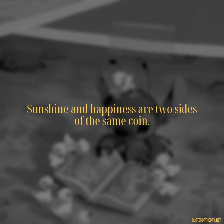 Sunshine and happiness are two sides of the same coin. - Love The Sun Quotes