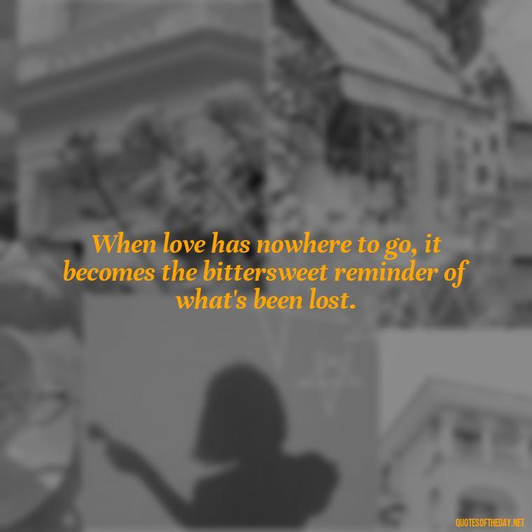 When love has nowhere to go, it becomes the bittersweet reminder of what's been lost. - Grief Is Love With Nowhere To Go Quote