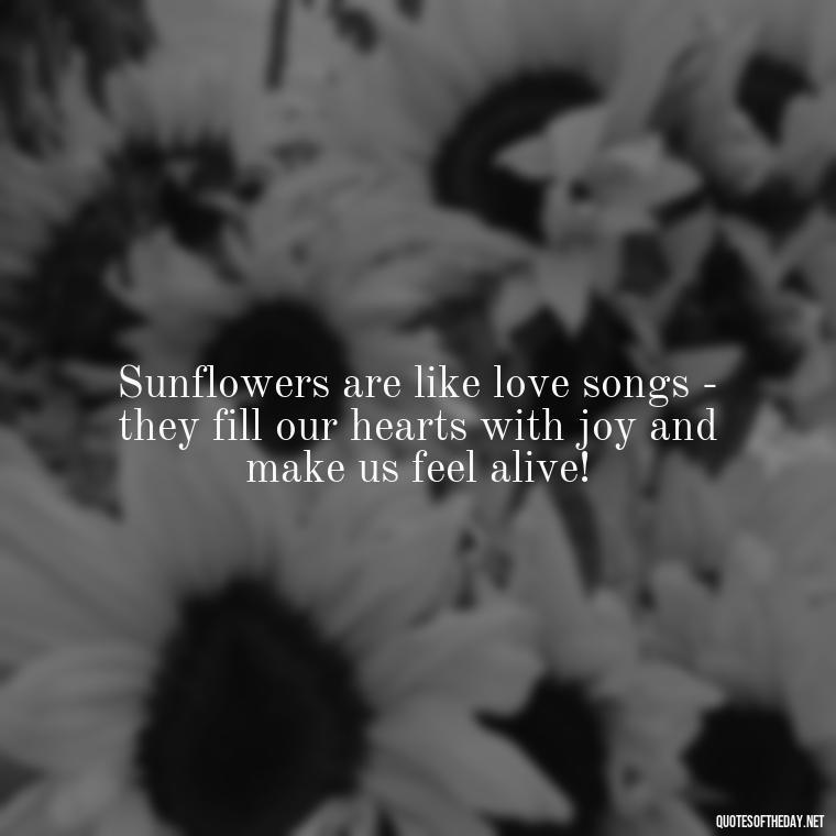 Sunflowers are like love songs - they fill our hearts with joy and make us feel alive! - Love Happiness Sunflower Quotes