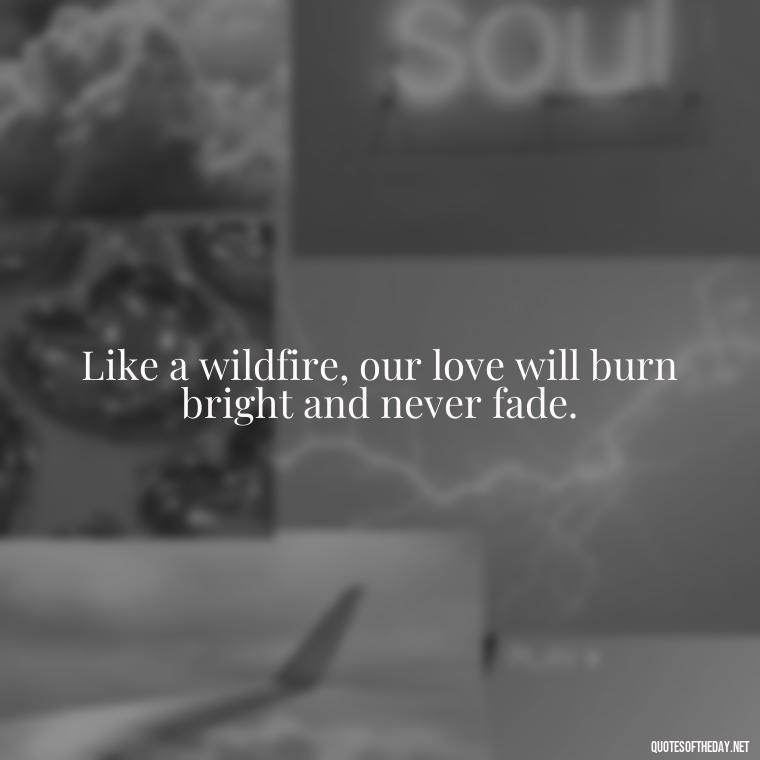 Like a wildfire, our love will burn bright and never fade. - Love Quotes About Fire