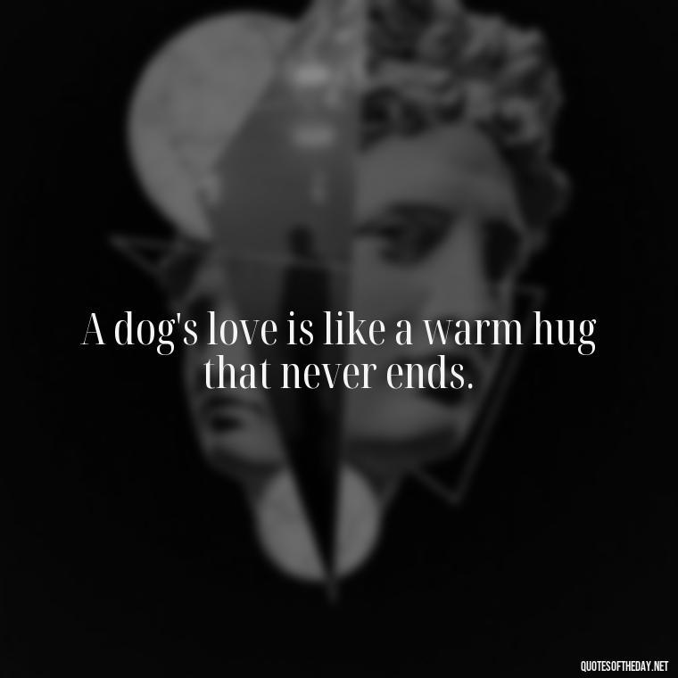 A dog's love is like a warm hug that never ends. - A Dogs Love Quote