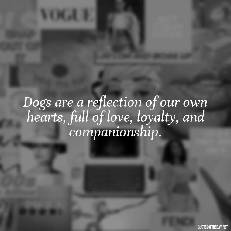 Dogs are a reflection of our own hearts, full of love, loyalty, and companionship. - Quote About Dogs Love