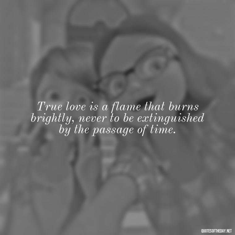 True love is a flame that burns brightly, never to be extinguished by the passage of time. - Quotes About True Love Never Dies