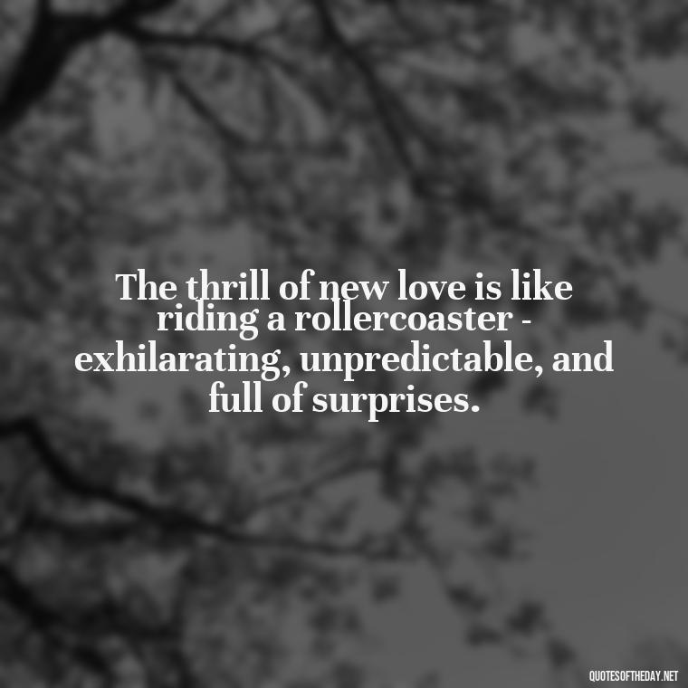 The thrill of new love is like riding a rollercoaster - exhilarating, unpredictable, and full of surprises. - Quotes For New Love