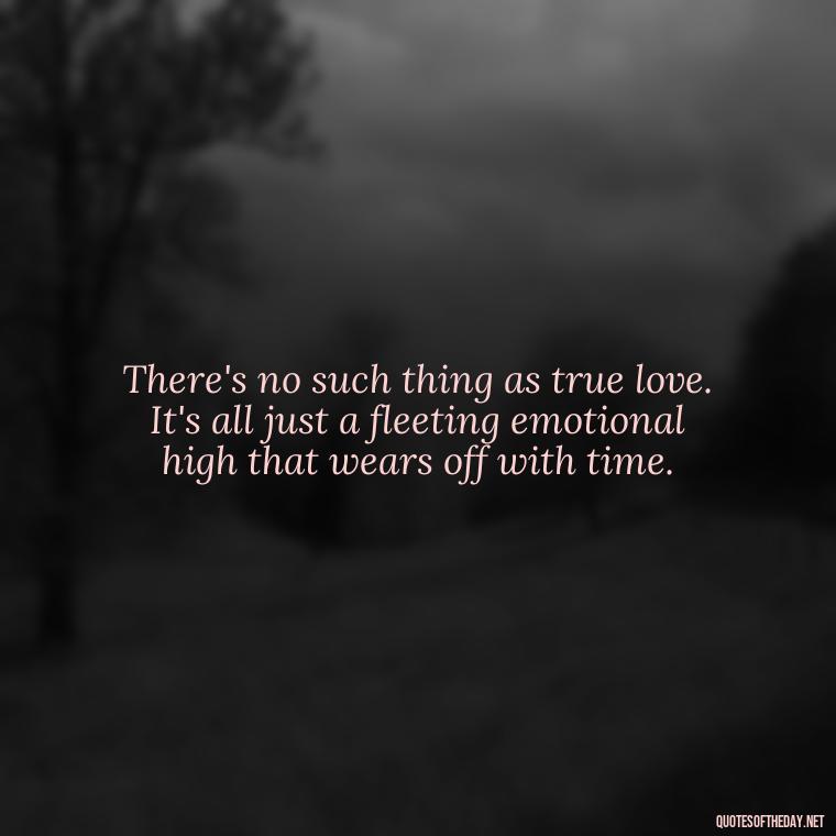 There's no such thing as true love. It's all just a fleeting emotional high that wears off with time. - Love Doesn'T Exist Quotes