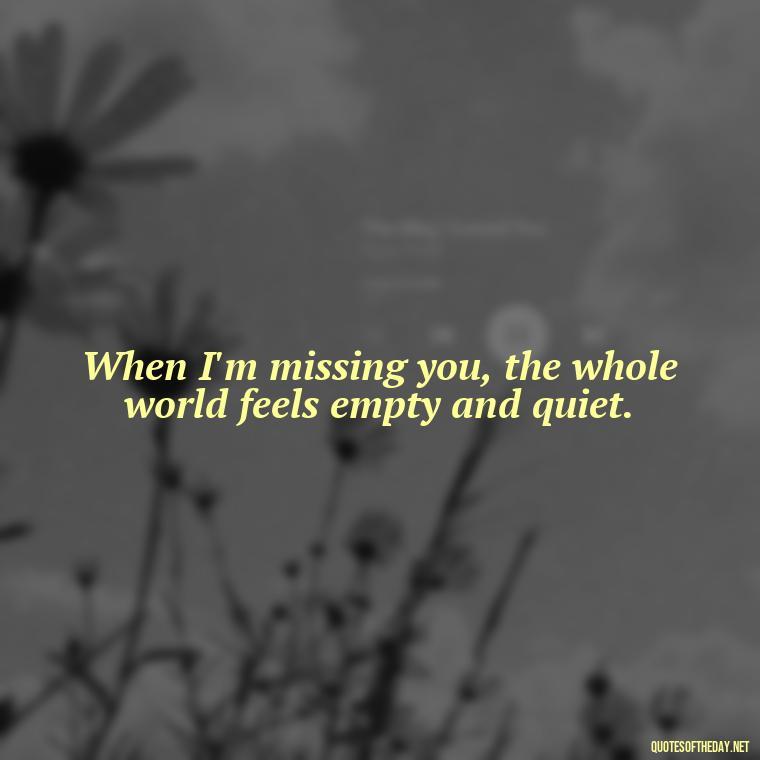 When I'm missing you, the whole world feels empty and quiet. - Missing Someone You Love Quotes