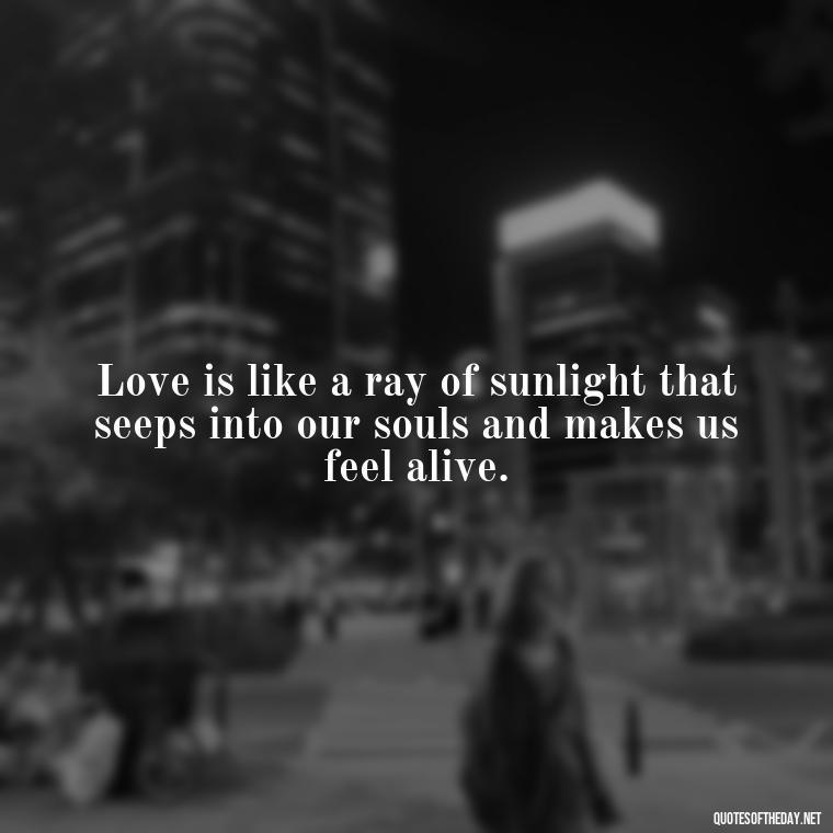 Love is like a ray of sunlight that seeps into our souls and makes us feel alive. - Love Quotes About The Sun