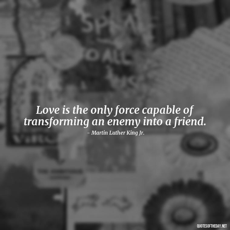 Love is the only force capable of transforming an enemy into a friend. - Hitler Quotes About Love