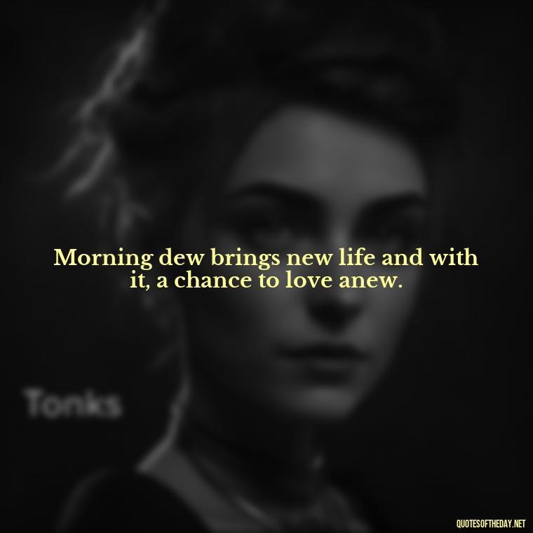 Morning dew brings new life and with it, a chance to love anew. - Quotes About Love In The Morning