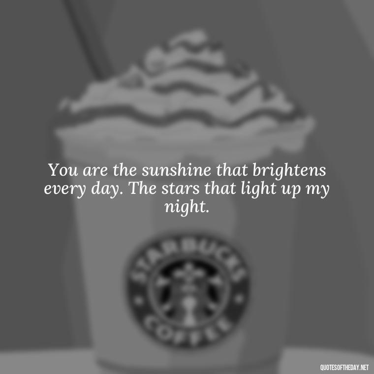 You are the sunshine that brightens every day. The stars that light up my night. - Amazing Love Quotes For Her