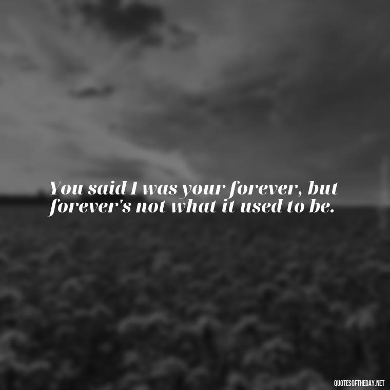 You said I was your forever, but forever's not what it used to be. - I Thought You Loved Me Quotes