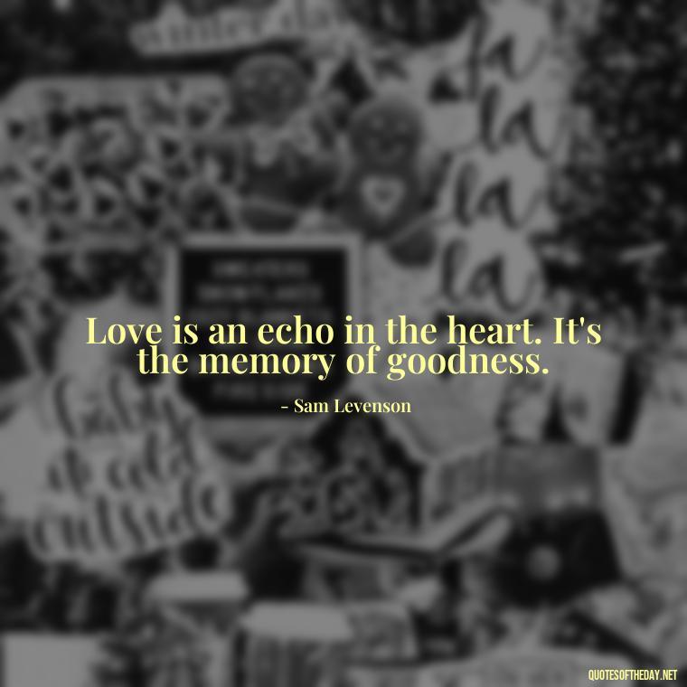 Love is an echo in the heart. It's the memory of goodness. - Love Images Quotes For Her