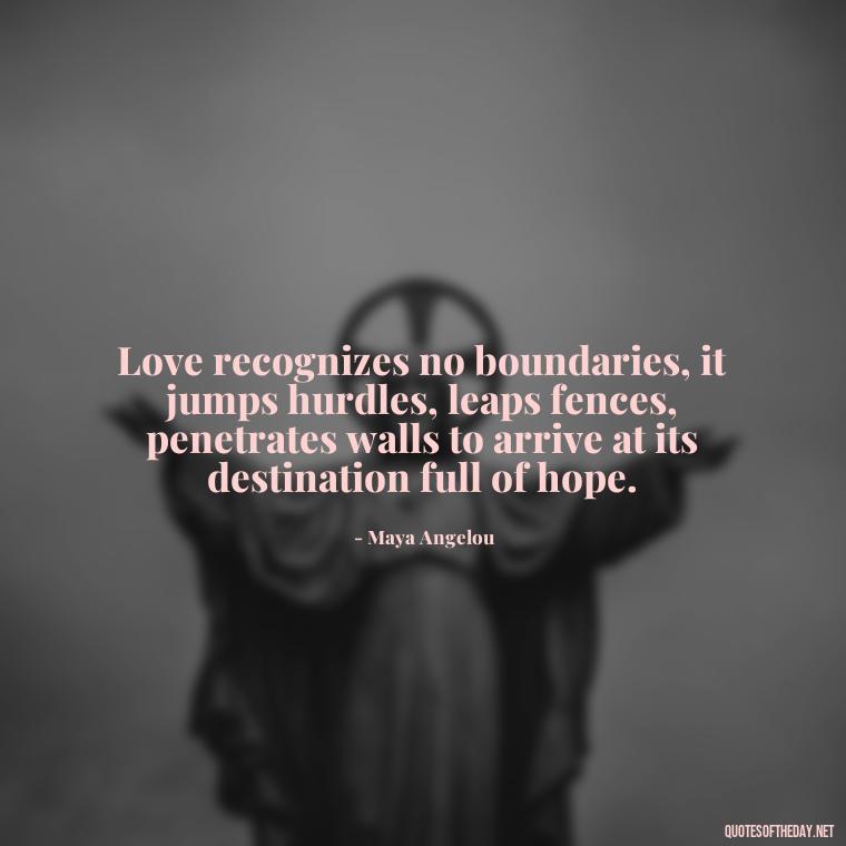 Love recognizes no boundaries, it jumps hurdles, leaps fences, penetrates walls to arrive at its destination full of hope. - Love Making Love To You Quotes