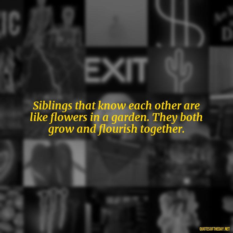 Siblings that know each other are like flowers in a garden. They both grow and flourish together. - I Love My Siblings Quotes