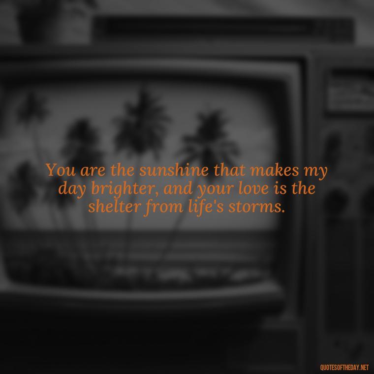 You are the sunshine that makes my day brighter, and your love is the shelter from life's storms. - Beautiful Quotes About Love For Him