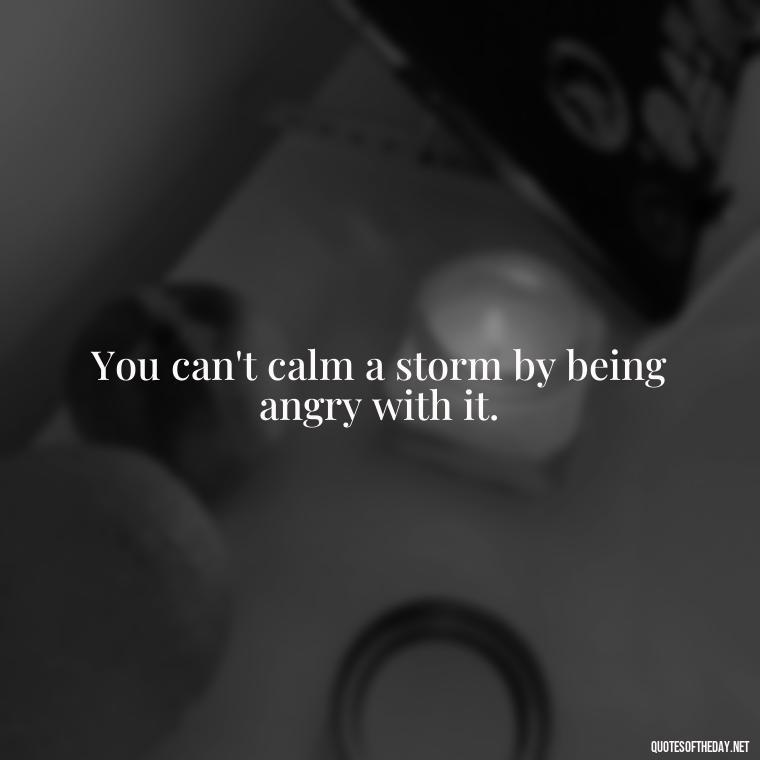 You can't calm a storm by being angry with it. - Short Quotes On Anger