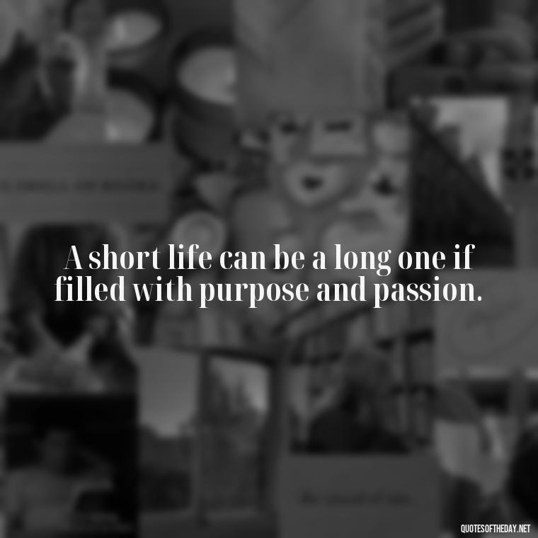 A short life can be a long one if filled with purpose and passion. - How To Shorten Quotes