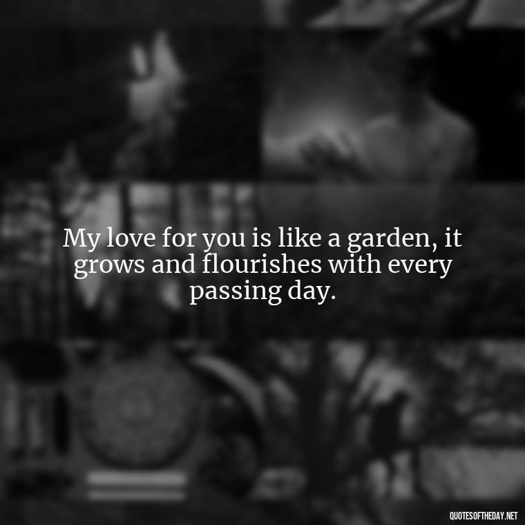 My love for you is like a garden, it grows and flourishes with every passing day. - My Love Towards You Quotes