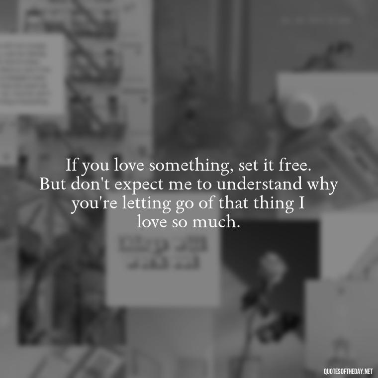 If you love something, set it free. But don't expect me to understand why you're letting go of that thing I love so much. - I Love U My Wife Quotes