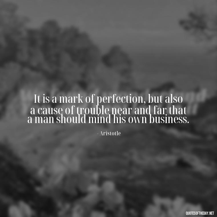 It is a mark of perfection, but also a cause of trouble near and far that a man should mind his own business. - Short Quotes About Respect