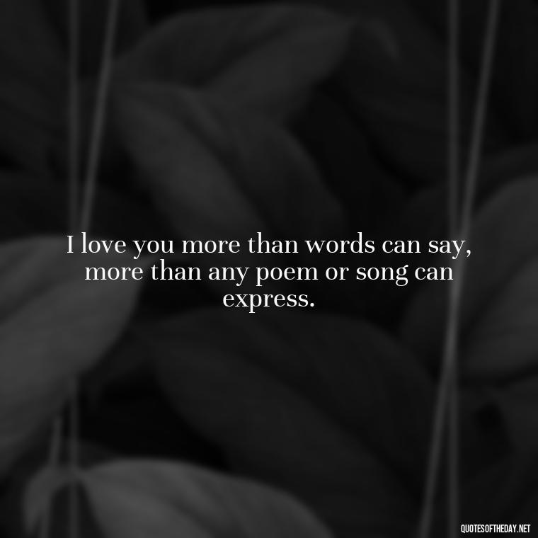 I love you more than words can say, more than any poem or song can express. - Heart Touching Romantic I Love You More Than Anything Quotes