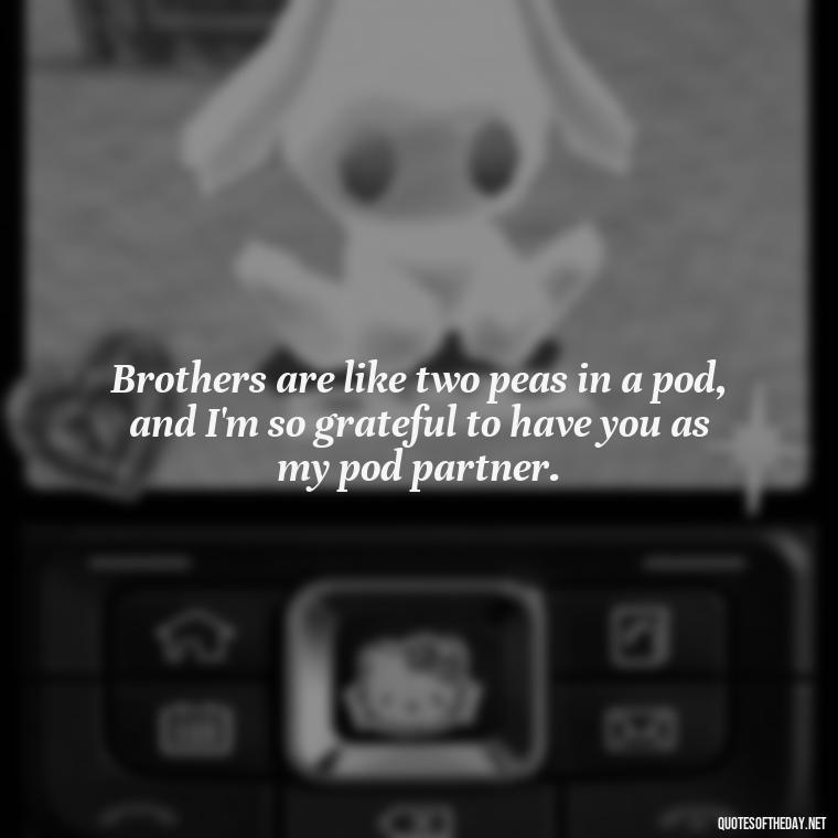 Brothers are like two peas in a pod, and I'm so grateful to have you as my pod partner. - I Love You Quotes For Brother