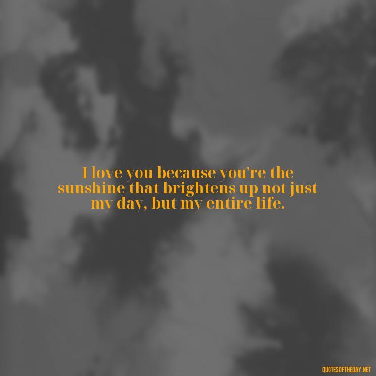 I love you because you're the sunshine that brightens up not just my day, but my entire life. - I Love You My Friend Quotes