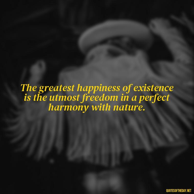 The greatest happiness of existence is the utmost freedom in a perfect harmony with nature. - Love Quotes For Breakups