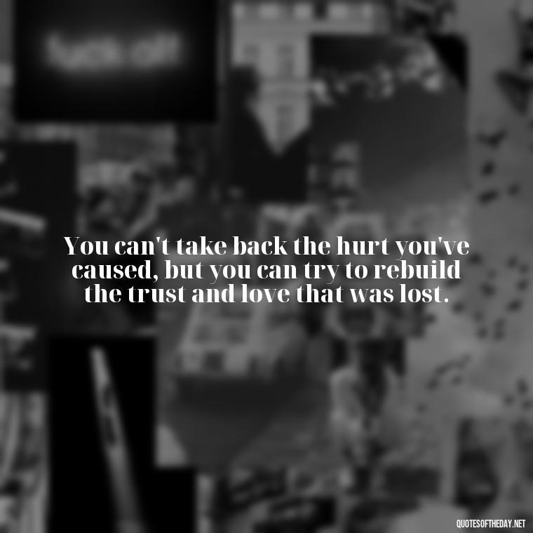 You can't take back the hurt you've caused, but you can try to rebuild the trust and love that was lost. - Quotes About Hurting The Ones You Love