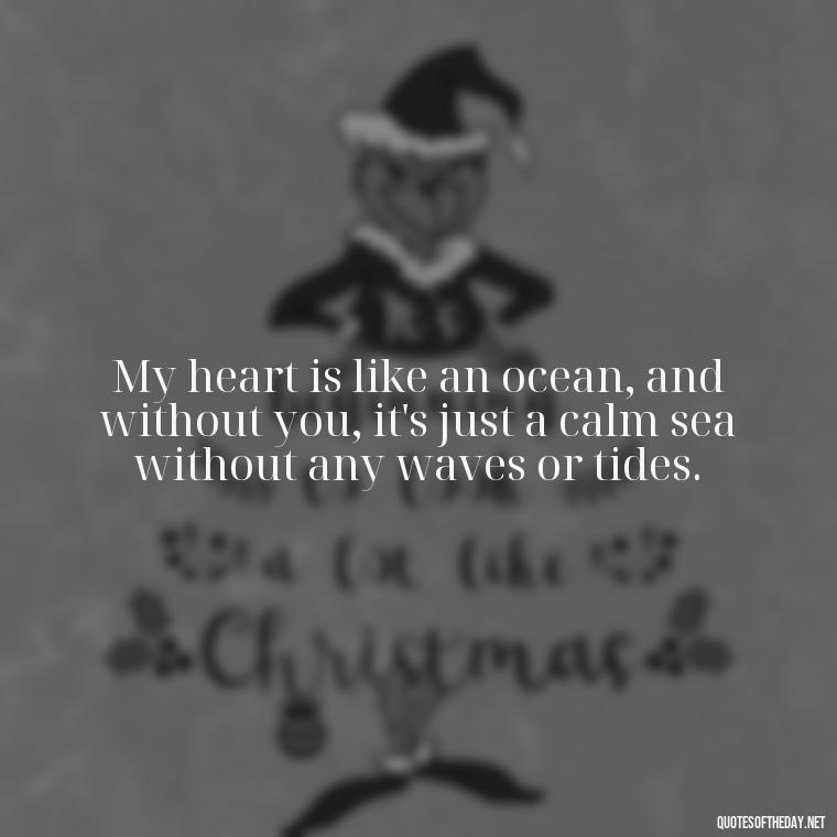 My heart is like an ocean, and without you, it's just a calm sea without any waves or tides. - I Miss My Love Quotes