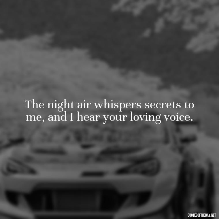 The night air whispers secrets to me, and I hear your loving voice. - Love Quotes For The Night