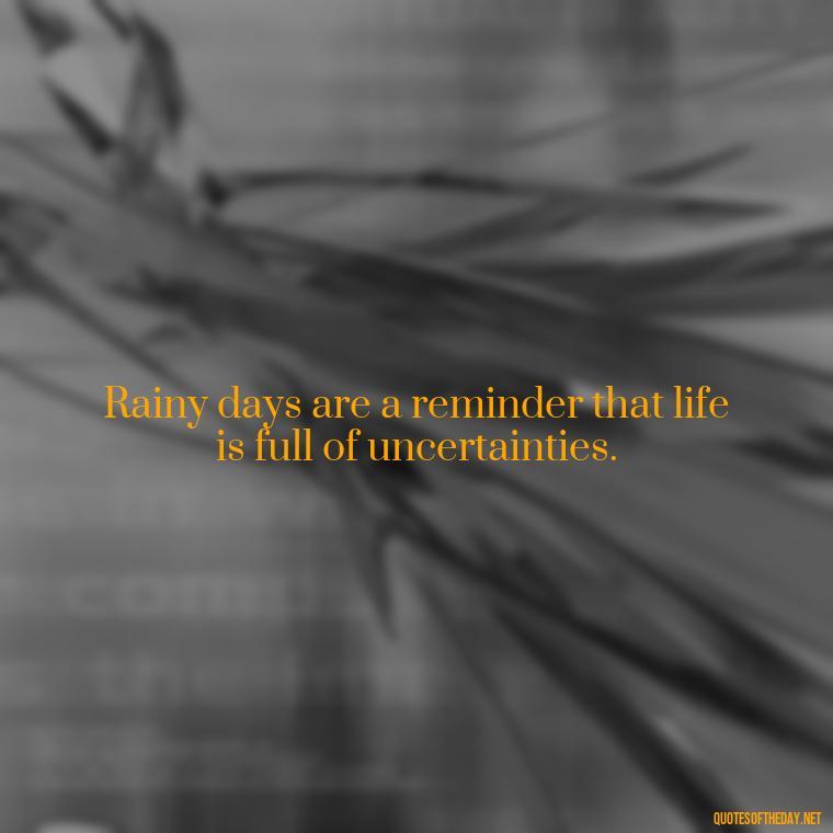 Rainy days are a reminder that life is full of uncertainties. - Rain Short Quotes