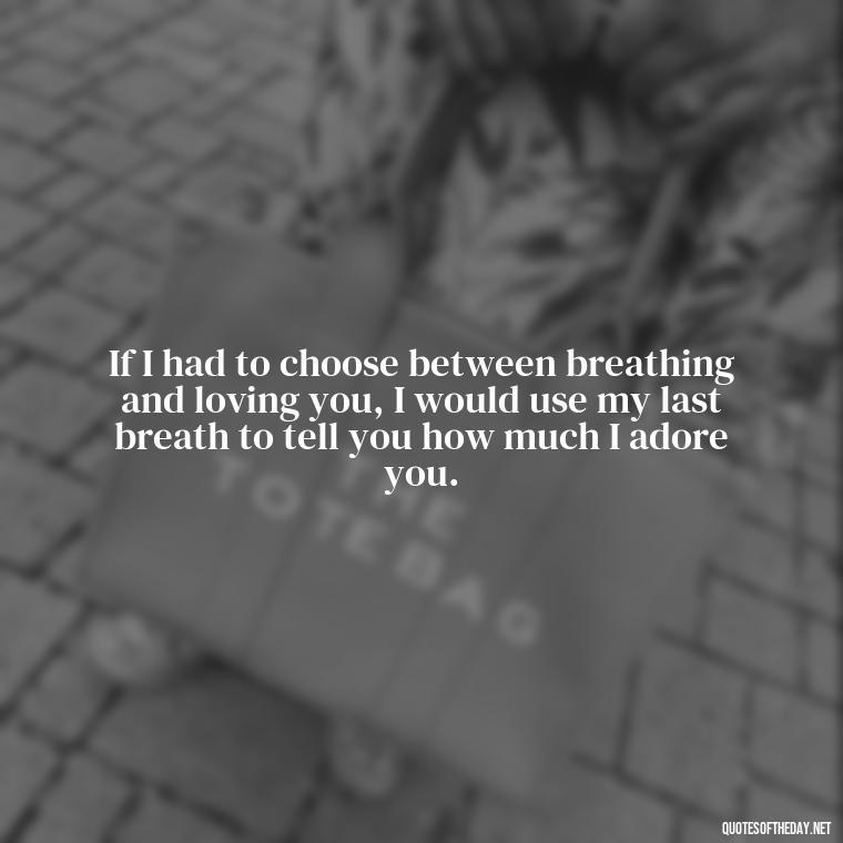 If I had to choose between breathing and loving you, I would use my last breath to tell you how much I adore you. - Love Quotes For Him Long