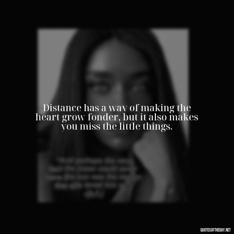 Distance has a way of making the heart grow fonder, but it also makes you miss the little things. - Quotes About Missing Your Lover