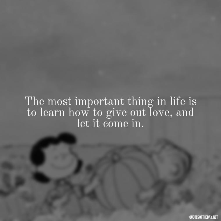 The most important thing in life is to learn how to give out love, and let it come in. - Quotes From The Movie Love And Other Drugs